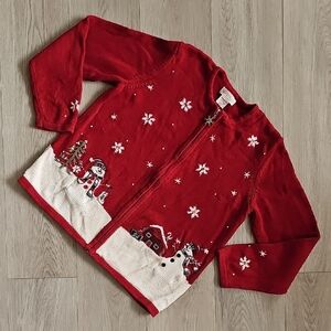 Vintage Northern Reflections Snowman Ugly Christmas Sweater Zipper Sweater, Sm